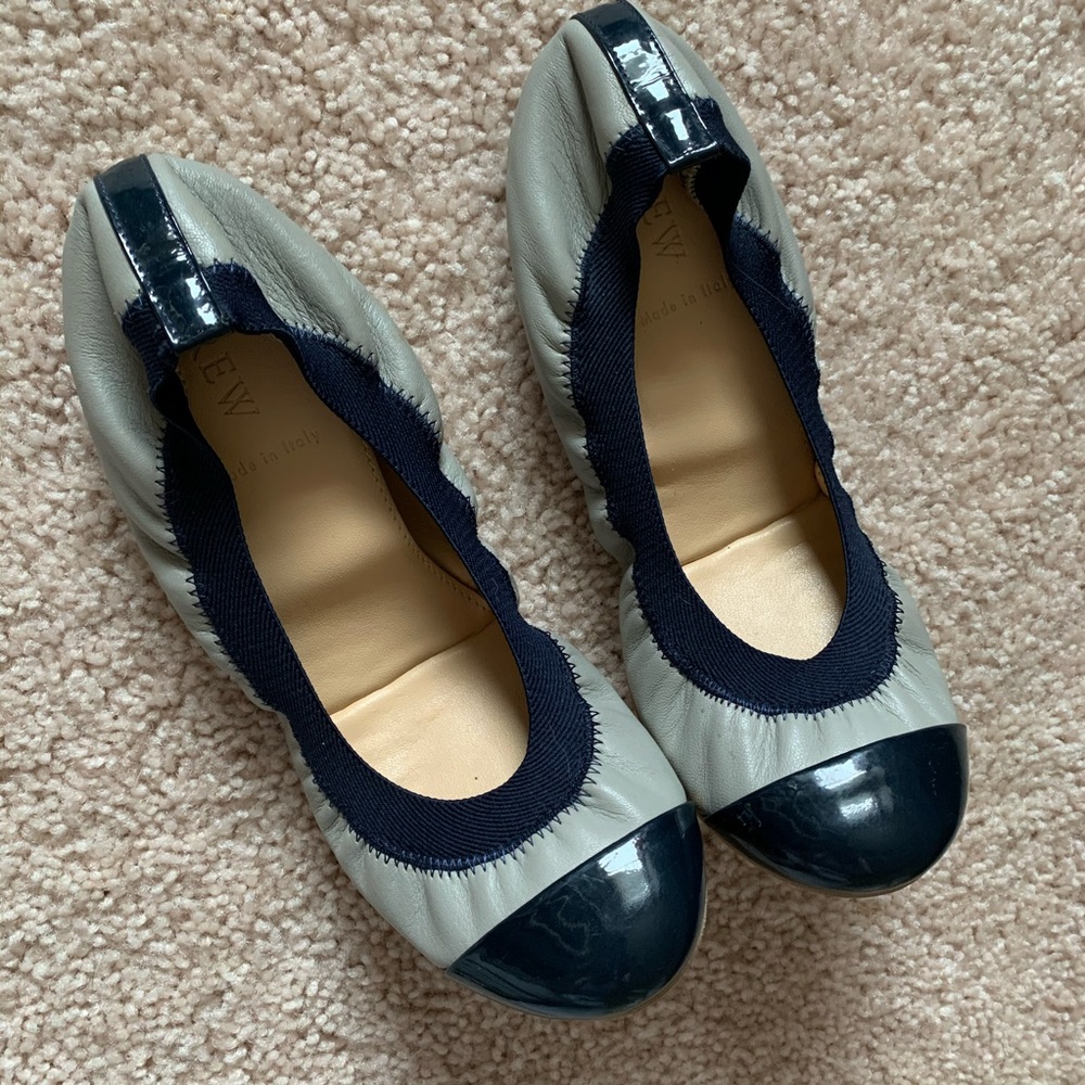 J. Crew Mila Cap Toe Leather Ballet Flats Sz 6.5